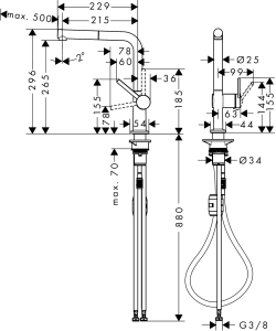 Hansgrohe Talis M54 Einhebel-Küchenmischer 270, Ausziehauslauf, 1jet