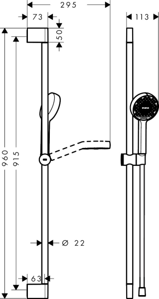 Hansgrohe Activera Select S Brauseset 95 2jet EcoSmart mit Brausestange 90 cm