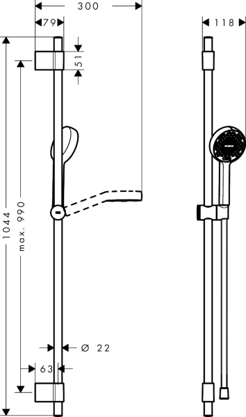 Hansgrohe Activera Select S Brauseset 95 2jet EcoSmart mit Brausestange Varia 105 cm