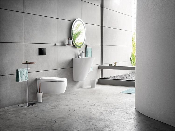 Dusch-WC VitrA V-Care 1.1 Basic weiß, Wandtiefspül-WC spülrandlos + WC-Sitz
