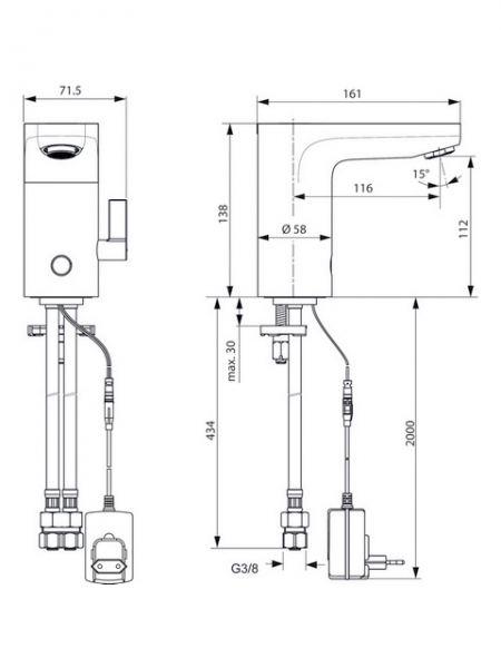 Ideal Standard CeraPlus Sensor-Waschtischarmatur DN 15